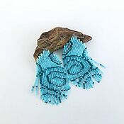 Украшения handmade. Livemaster - original item Long Blue Fringed Earrings. Handmade.