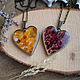 Heart pendant with a crumb of natural stones. Pendant with amber, garnet, Pendant, Moscow,  Фото №1