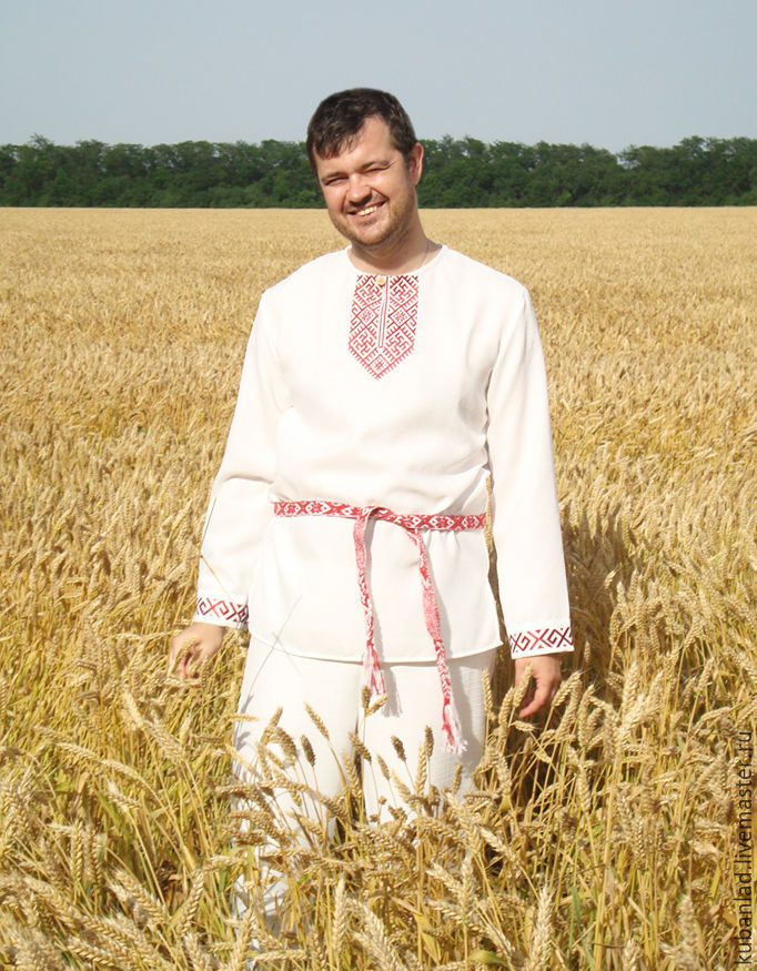 Slavic embroidered shirt 'Mstislav', People\\\'s shirts, Starominskaya,  Фото №1