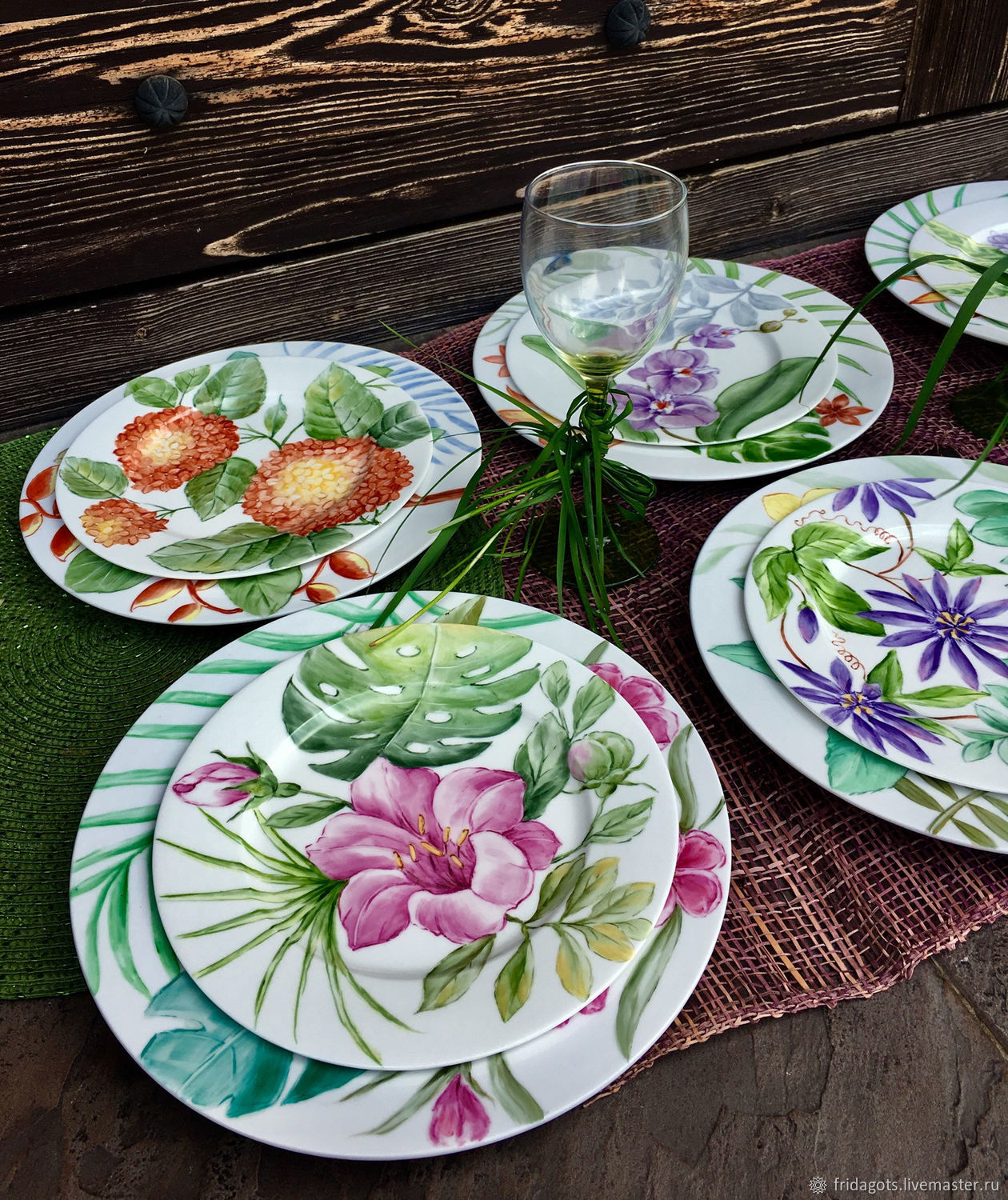 Painted porcelain. Service ' Tropical garden', Tea & Coffee Sets, Kaluga,  Фото №1
