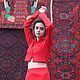 Красный костюм: юбка и кофта с длинными рукавами, Костюмы, Москва,  Фото №1