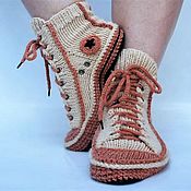 Обувь детская: вязаные кеды с резиновой подошвой