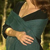 Палантин шарф  вязаный из кид-мохера ярко-зеленый шарф палантин