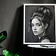 Чёрно-белый рисунок девушки. Иллюстрации и рисунки. REM (rena-9). Интернет-магазин Ярмарка Мастеров.  Фото №2