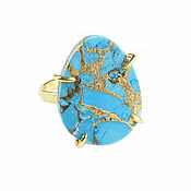 Украшения handmade. Livemaster - original item Turquoise ring, large ring, blue ring with a large stone. Handmade.