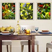 Картины и панно handmade. Livemaster - original item Three Photo paintings for the interior, Green Leaves Triptych. Handmade.