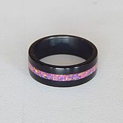Украшения handmade. Livemaster - original item Carbon fiber ring with opal. Handmade.