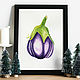 Watercolor Eggplant. Pictures. natabold. Online shopping on My Livemaster.  Фото №2