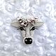 Brooch-pin beading Cow with a wreath snowflake, Brooches, Krasnodar,  Фото №1