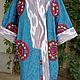 Uzbek robe made of suzane and ikat. Boho coat, caftan. S040, Robes, Odintsovo,  Фото №1