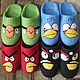 Домашние валяные тапочки Angry Birds набор гостевой или семейный, Тапочки, Москва,  Фото №1