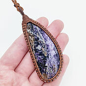 Украшения handmade. Livemaster - original item Brown pendant pendant fluorite purple natural stone on the neck. Handmade.