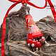 Joy - bell pendant lampwork - red gray - murrini flowers. Pendant. Branzuletka (Branzuletka). Online shopping on My Livemaster.  Фото №2