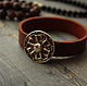 Leather bracelet with shield on the clasp ,bracelet leather ,bracelet Viking. Chokers. MintTiger. Online shopping on My Livemaster.  Фото №2
