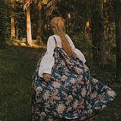 Платье льняное "Рябина" свободное платье + пояс
