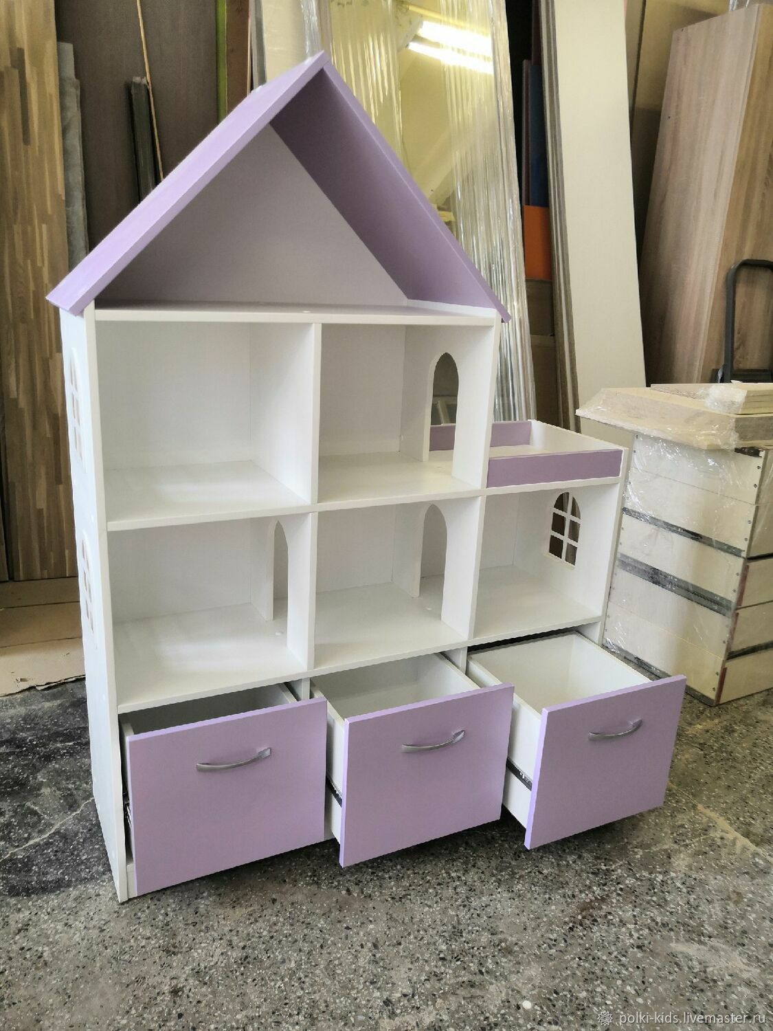 Кукольные домики: стеллаж для игрушек, домик для кукол с ящиками в ...