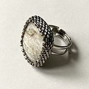 Украшения handmade. Livemaster - original item Ring: with white granite in beads. Handmade.