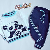 Одежда детская handmade. Livemaster - original item Knitted Panda suit for baby. Handmade.
