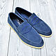 Men's loafers made of genuine suede, in blue, Loafers, St. Petersburg,  Фото №1