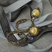 Украшения handmade. Livemaster - original item Pendant: Moon Phases Murano glass brass on silk. Handmade.