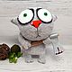 ¡Él comenzó primero! gato gris con un hacha por Vasa Cuchara, Stuffed Toys, Moscow,  Фото №1
