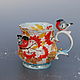 Bullfinches on mountain ash. Porcelain mug. Mugs and cups. Mila. My Livemaster. Фото №5