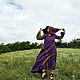Elven Dress «Amethistia» Long Fantasy Linen  Blue Hooded Elvish Dress. Cosplay costumes. mongolia. Ярмарка Мастеров.  Фото №4