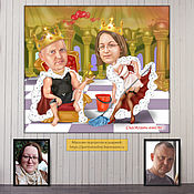 Сувениры и подарки handmade. Livemaster - original item Cartoon king and queen. Anniversary gift to friends. the picture on the wall. Handmade.