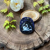 Украшения handmade. Livemaster - original item Brooch soutache ink, decoration with stone and painted Swan. Handmade.