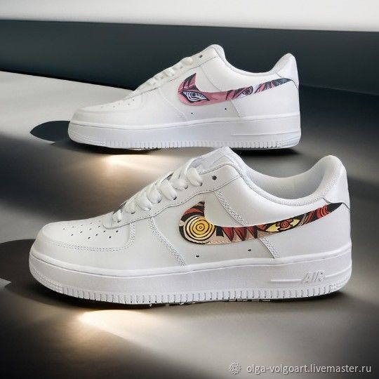 Кроссовки белые Nike Air Force 1 унисекс, кастом, ручная роспись, Кроссовки, Волжский,  Фото №1