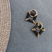Украшения handmade. Livemaster - original item Classic Square Earrings Black and Gold. Handmade.