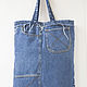 Shopping Bag Denim Women's Sports Bag with Long Handles. Shopper. Modern and vintage embroidery. Online shopping on My Livemaster.  Фото №2