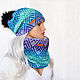 Set winter women's 'Ocean' double hat Snood, Headwear Sets, Moscow,  Фото №1
