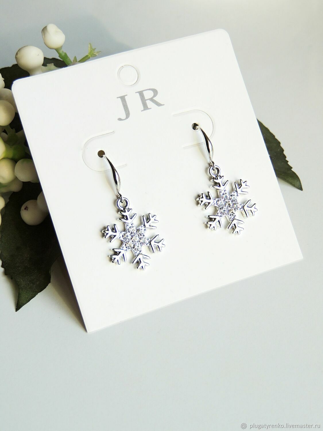 Серьги снежинки с фианитами (родированный крючок) в интернет-магазине ...