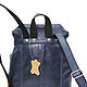  Women's leather backpack beige-blue Jill Mod. R13m-661-5. Backpacks. Natalia Kalinovskaya. My Livemaster. Фото №4