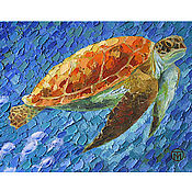 Картины и панно handmade. Livemaster - original item The turtle painting is a bright oil painting as a gift. Handmade.