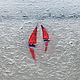 Painting scarlet sails in the sea on a mini easel 'Romantics' 20h15 cm, Pictures, Volgograd,  Фото №1