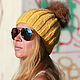 Woolen hat with braids yellow 'Mimosa'. Caps. gallery Korban Sofia. Online shopping on My Livemaster.  Фото №2