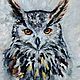Oil painting Owl,a wise head, Pictures, Nizhny Novgorod,  Фото №1