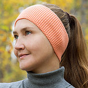 Аксессуары handmade. Livemaster - original item Knitted head bandage peach color. Handmade.