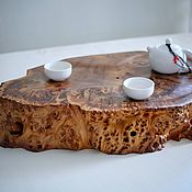 Большая чабань 45*90 см со сливом Чайная доска из массива дерева
