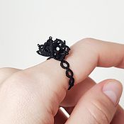 Украшения handmade. Livemaster - original item Black braided ring 