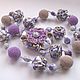 Perlas de 'provence' textiles y obvyazannymi perlas, abalorios, flores, Necklace, Tula,  Фото №1