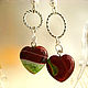 Asymmetric heart earrings made of two-tone agate with druze, Earrings, Moscow,  Фото №1