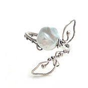 Украшения handmade. Livemaster - original item Silver ring with Lily pearls (wirewrap). Handmade.