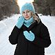 Set of Downy winter hat snood scarf mittens for women. Headwear Sets. Down shop (TeploPuha34). My Livemaster. Фото №4