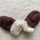 Sheepskin mittens for children brown 16cm volume, Childrens mittens, Moscow,  Фото №1