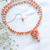 Украшения handmade. Livemaster - original item Necklace with natural pearls and handmade flower. Handmade.
