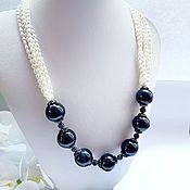 Украшения handmade. Livemaster - original item Necklace with pearls and a hawk`s eye. Handmade.