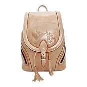 Сумки и аксессуары handmade. Livemaster - original item Backpacks: Leather beige Women`s Backpack Demi Mod. R. 50-652. Handmade.